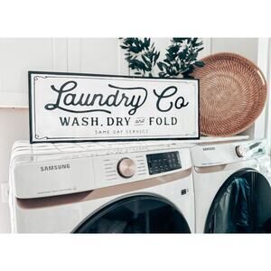 Huge vintage farmhouse Laundry Co. – Wash, Dry & Fold Wall Sign